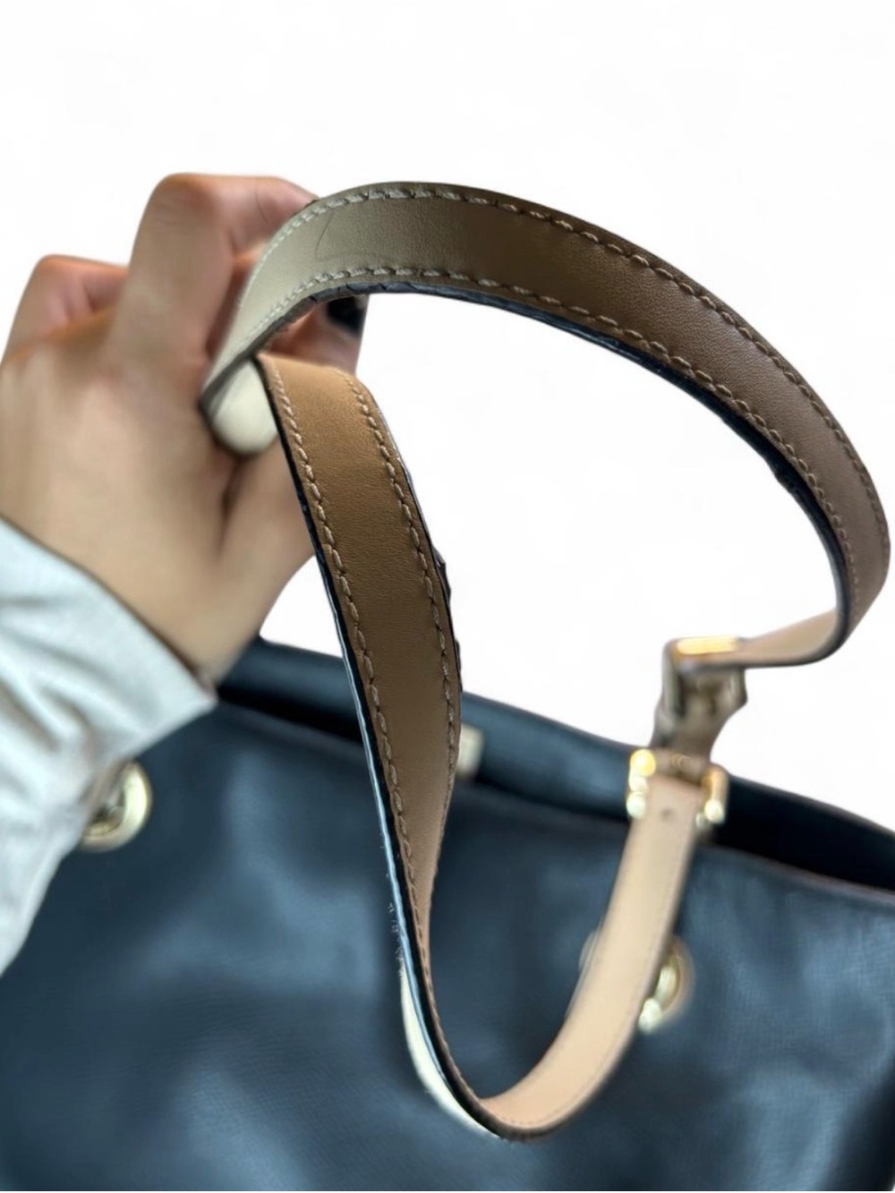 Michael kors Black Tote Bag with Cream Straps - Women's Everyday Shoulder Bag - Picture 6 of 6